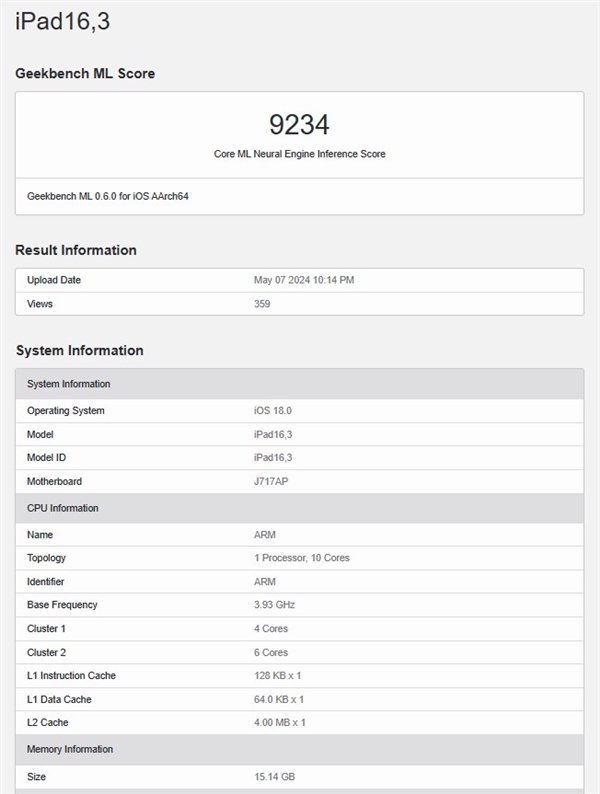 百家樂：iPad Pro 2024現身Geekbench：全球首發10核M4 頻率達3.93GHz